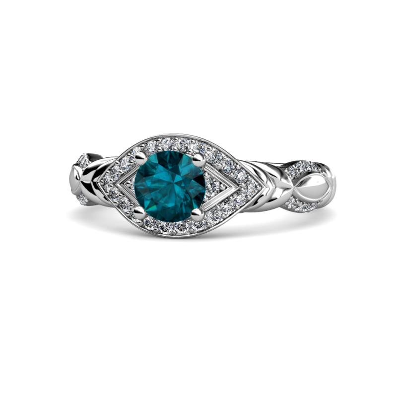 Kalila Signature London Blue Topaz and Diamond Engagement Ring 