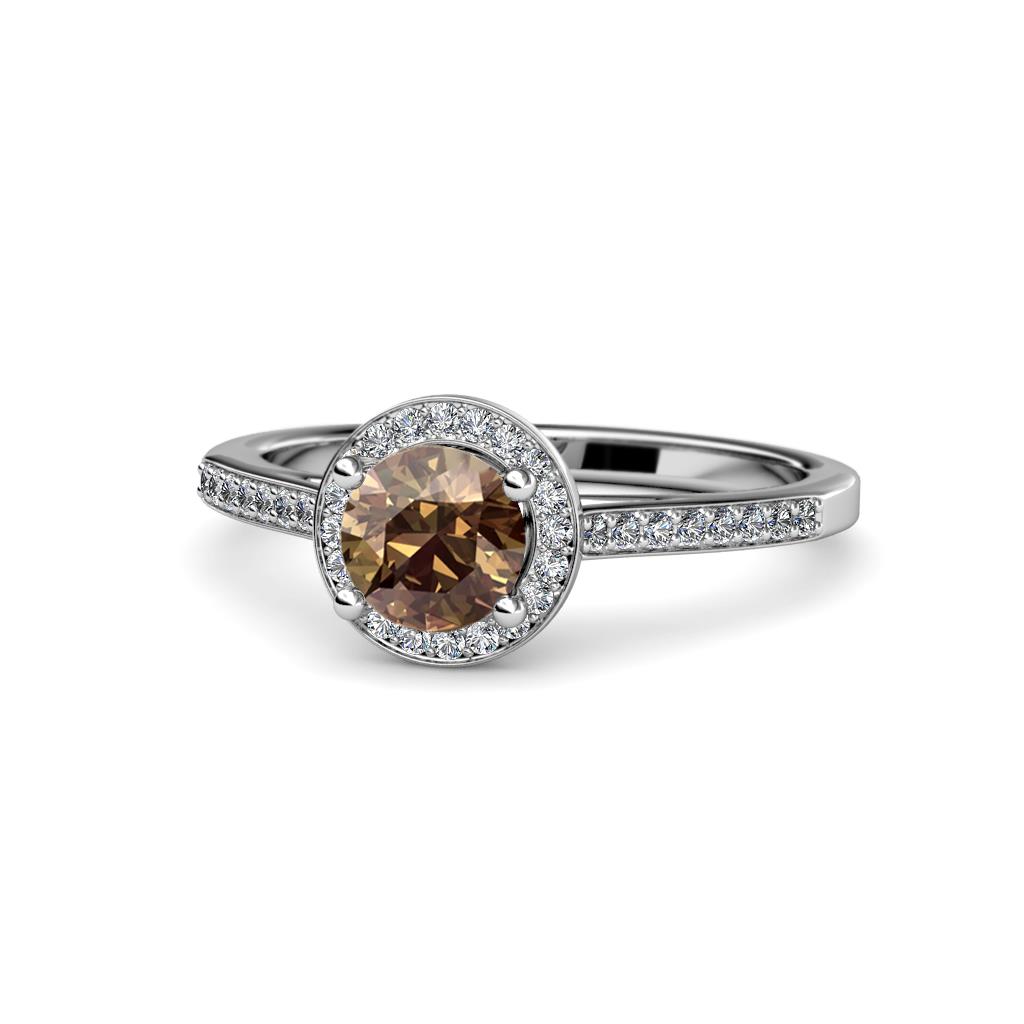 Vida Signature Smoky Quartz and Diamond Halo Engagement Ring 