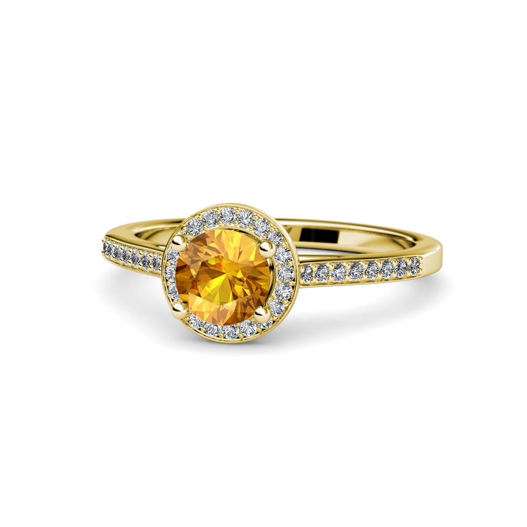 Vida Signature Citrine and Diamond Halo Engagement Ring 