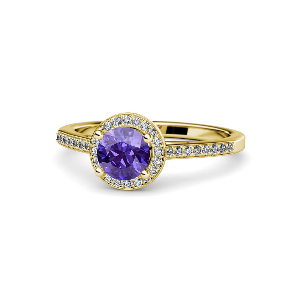 Vida Signature Iolite and Diamond Halo Engagement Ring 