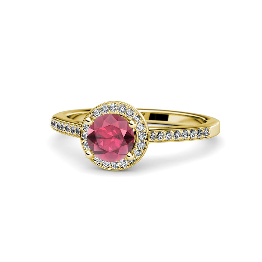 Vida Signature Rhodolite Garnet and Diamond Halo Engagement Ring 