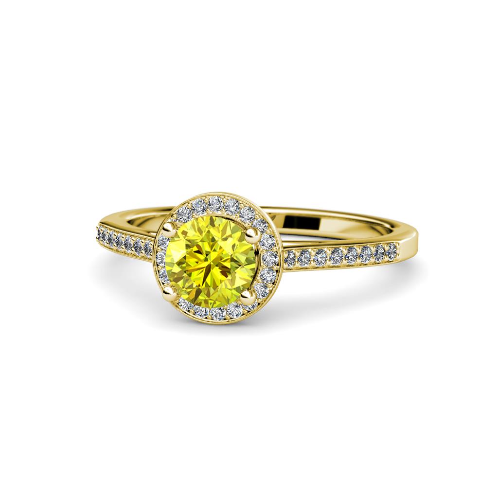 Vida Signature Yellow and White Diamond Halo Engagement Ring 