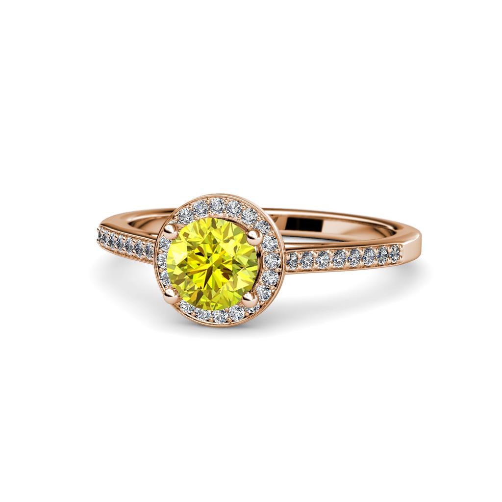Vida Signature Yellow and White Diamond Halo Engagement Ring 