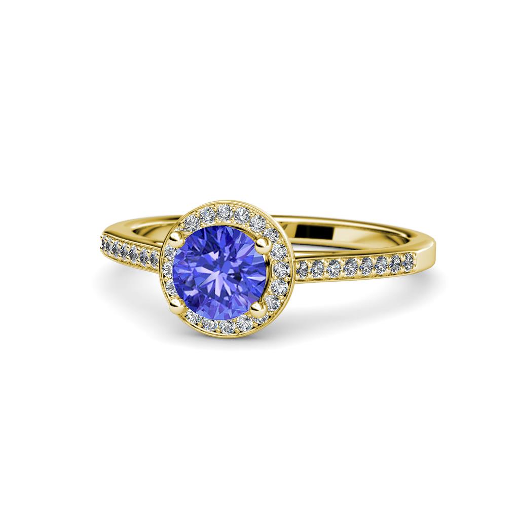 Vida Signature Tanzanite and Diamond Halo Engagement Ring 