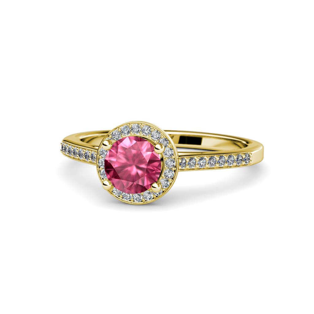Vida Signature Pink Tourmaline and Diamond Halo Engagement Ring 