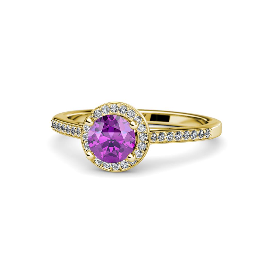 Vida Signature Amethyst and Diamond Halo Engagement Ring 