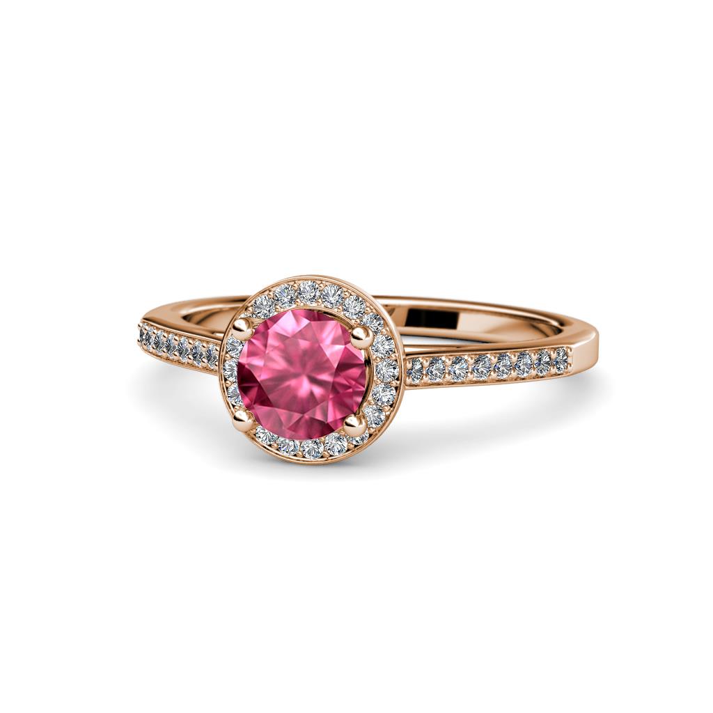 Vida Signature Pink Tourmaline and Diamond Halo Engagement Ring 