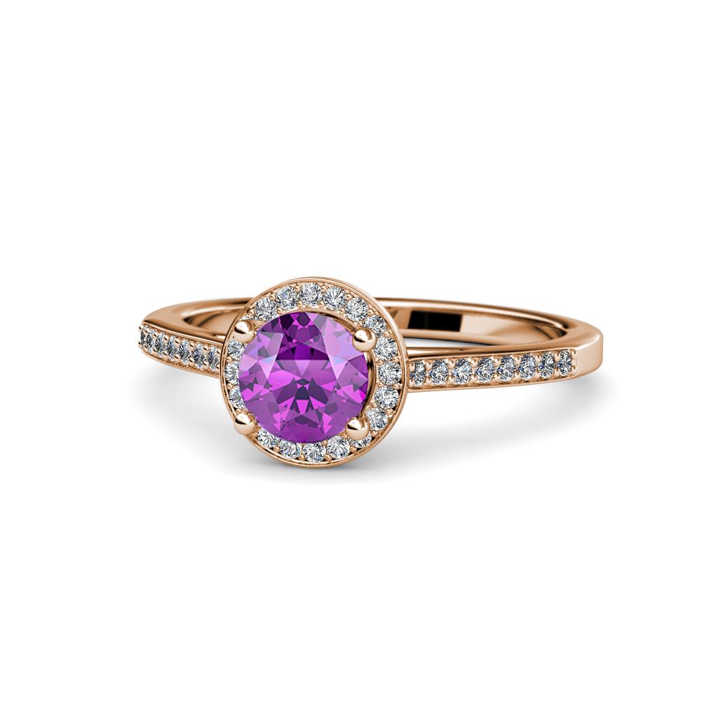 Vida Signature Amethyst and Diamond Halo Engagement Ring 
