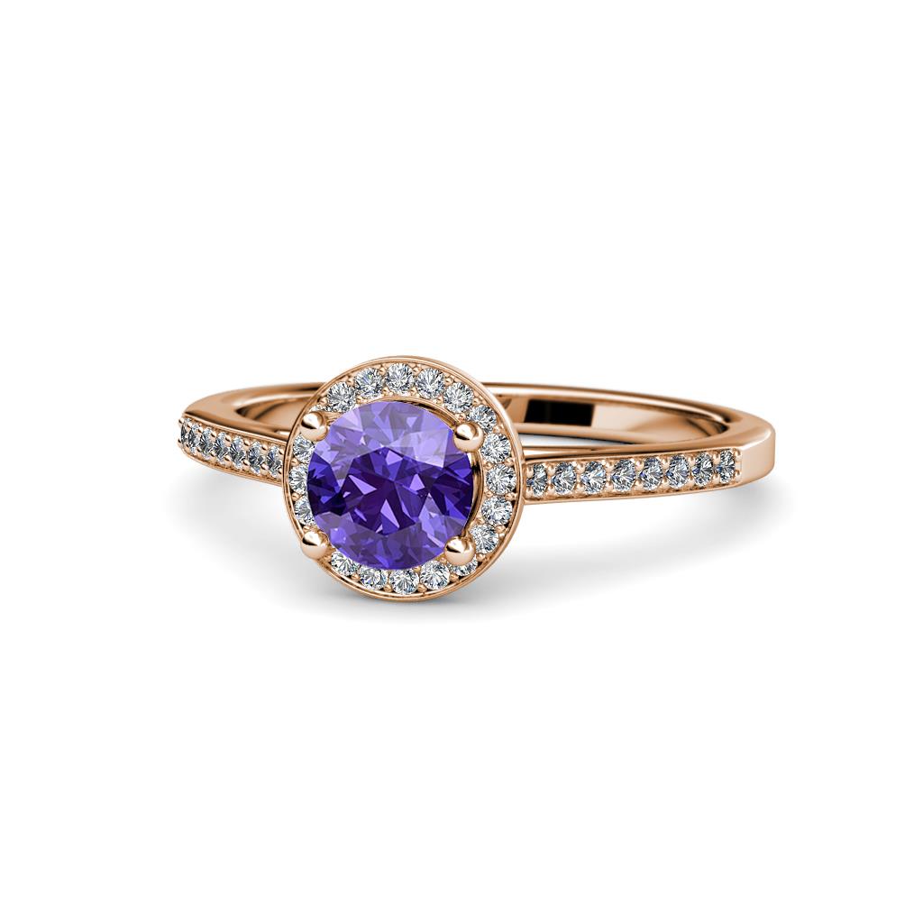 Vida Signature Iolite and Diamond Halo Engagement Ring 
