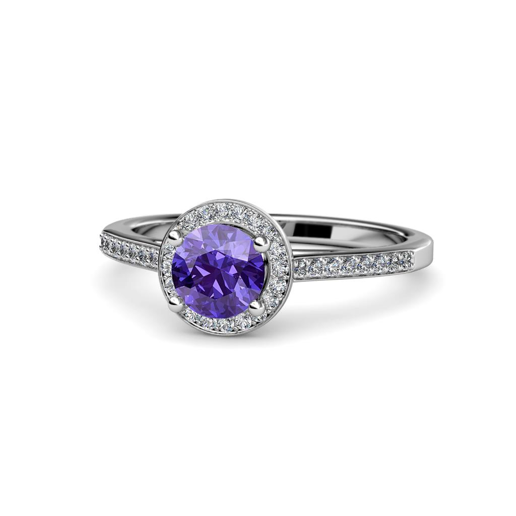 Vida Signature Iolite and Diamond Halo Engagement Ring 