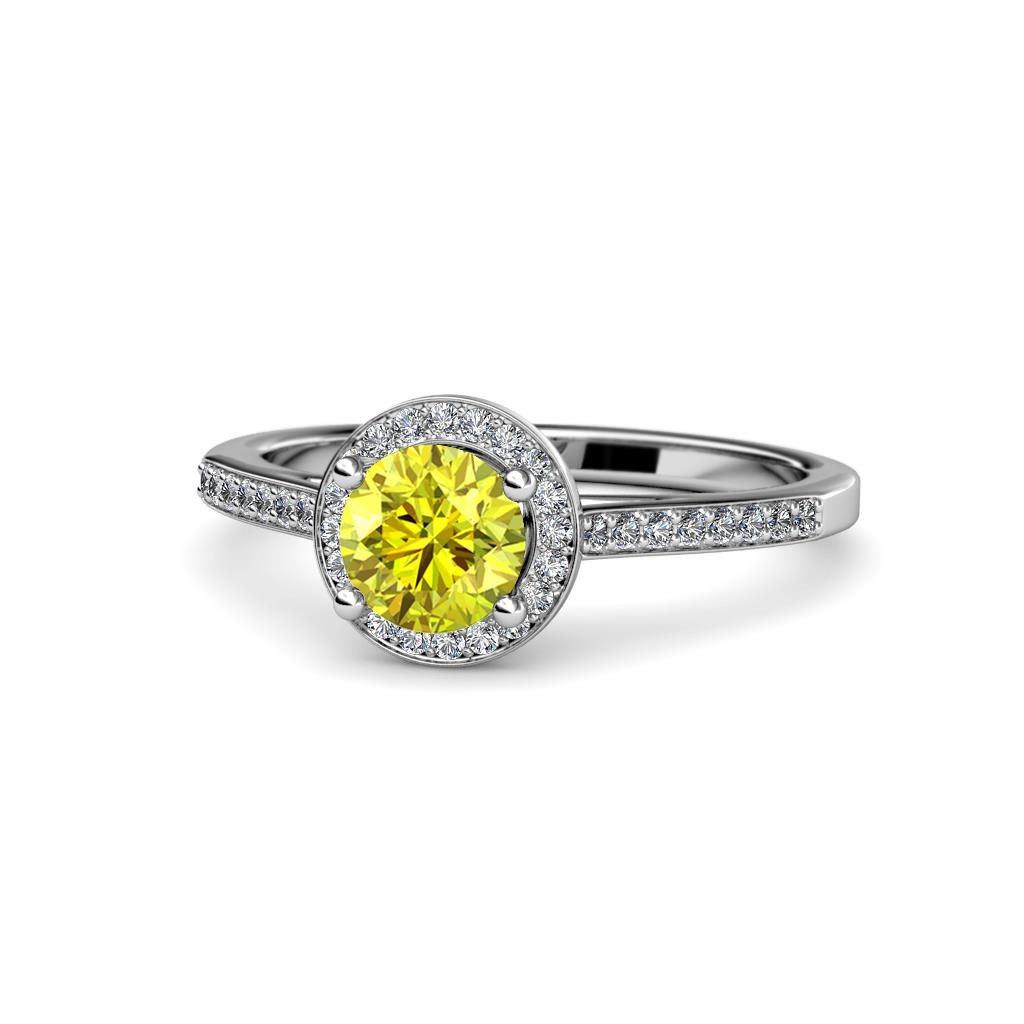 Vida Signature Yellow and White Diamond Halo Engagement Ring 