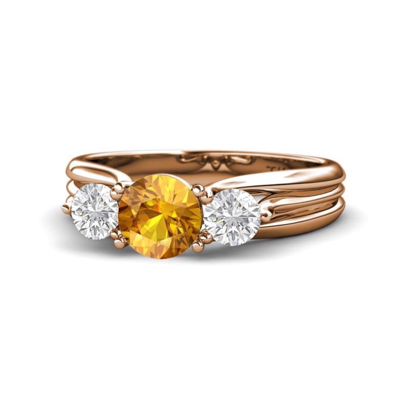 Alyssa Citrine and White Sapphire Three Stone Engagement Ring 