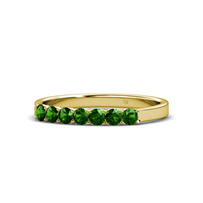 Fiala 2.70 mm Green Garnet 7 Stone Wedding Band 