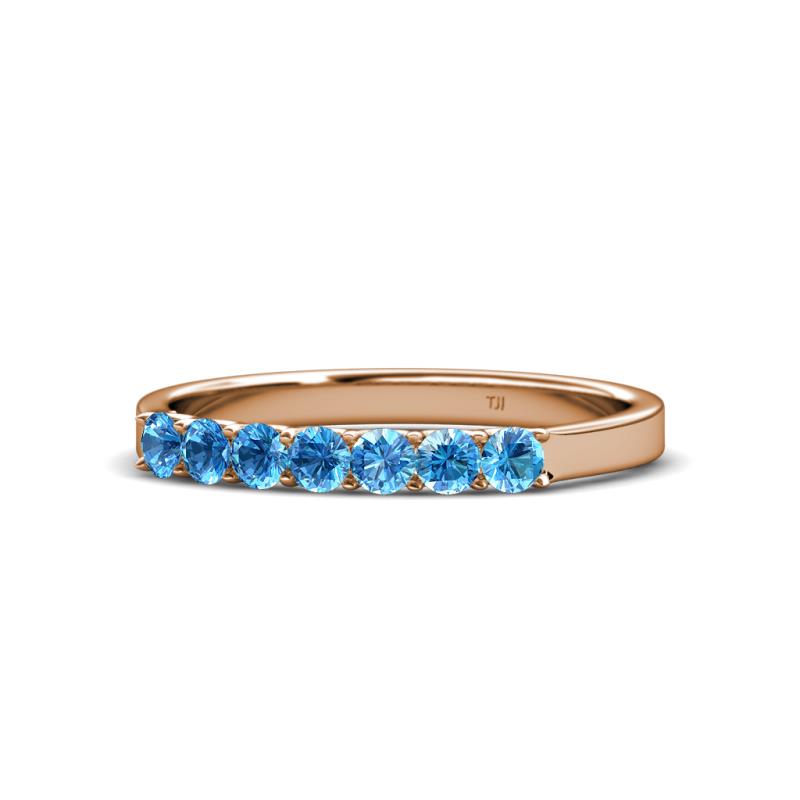 Fiala 2.70 mm Blue Topaz 7 Stone Wedding Band 