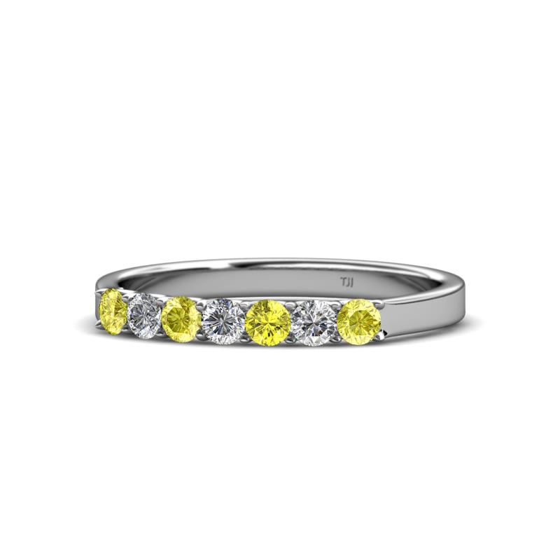Fiala 2.70 mm Yellow and White Diamond 7 Stone Wedding Band 