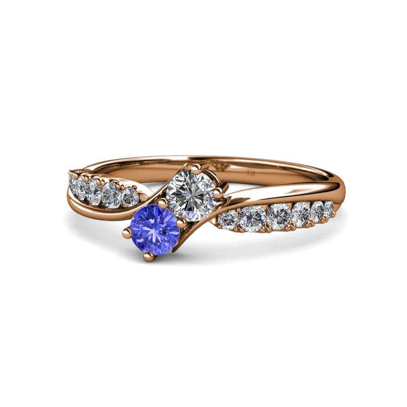 Nicia Diamond and Tanzanite with Side Diamonds Bypass Ring 