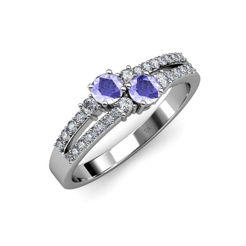 Zaira Tanzanite with Side Diamonds Split Shank Ring 