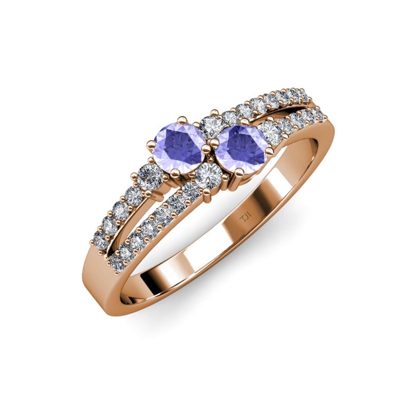 Zaira Tanzanite with Side Diamonds Split Shank Ring 