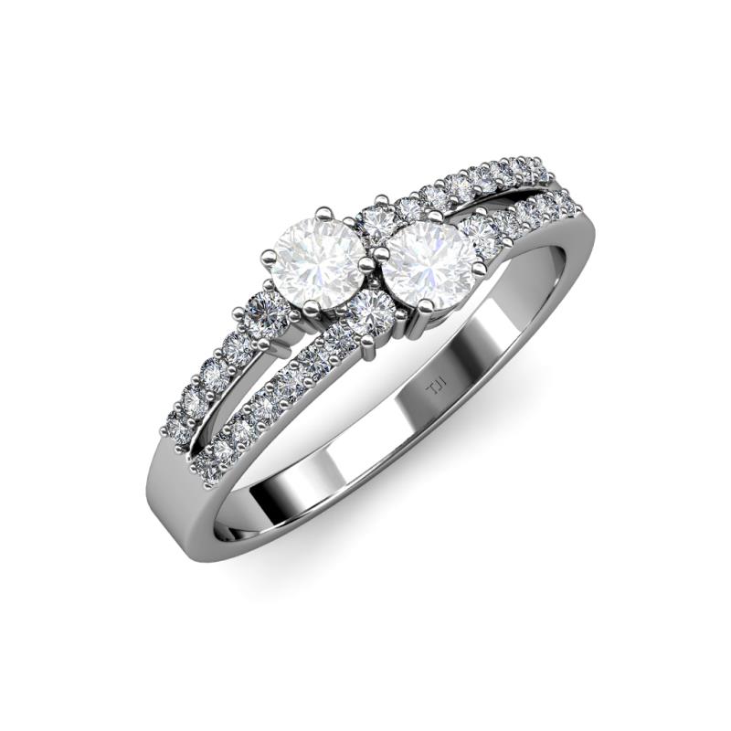 Zaira White Sapphire with Side Diamonds Split Shank Ring 