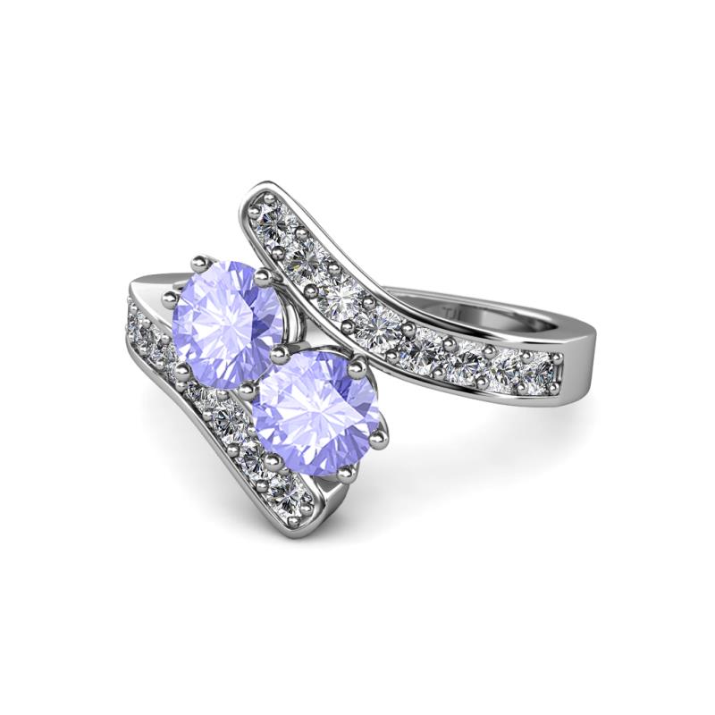 Eleni Tanzanite with Side Diamonds Bypass Ring 
