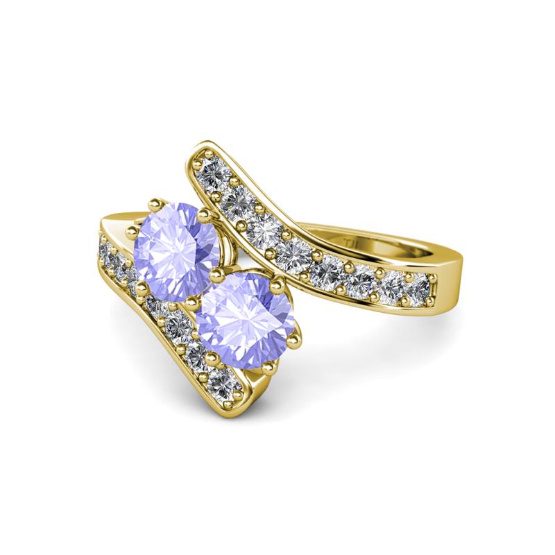 Eleni Tanzanite with Side Diamonds Bypass Ring 