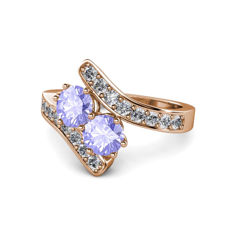 Eleni Tanzanite with Side Diamonds Bypass Ring 