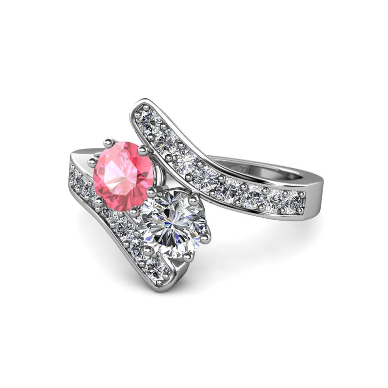 Eleni Pink Tourmaline and Diamond with Side Diamonds Bypass Ring 