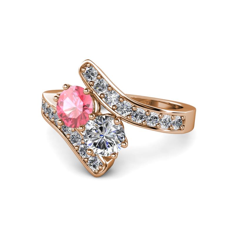 Eleni Pink Tourmaline and Diamond with Side Diamonds Bypass Ring 