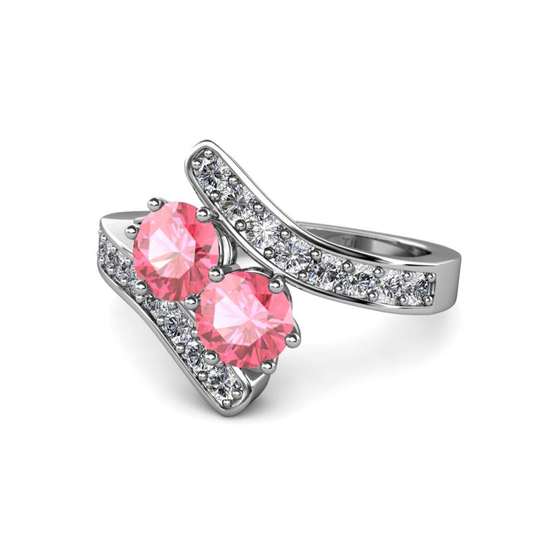 Eleni Pink Tourmaline with Side Diamonds Bypass Ring 