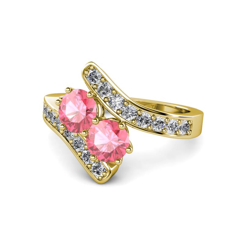Eleni Pink Tourmaline with Side Diamonds Bypass Ring 