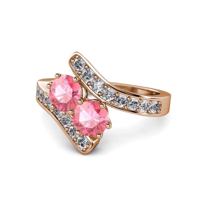 Eleni Pink Tourmaline with Side Diamonds Bypass Ring 