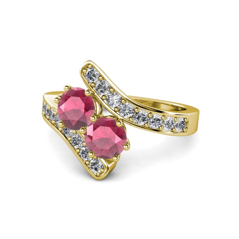 Eleni Rhodolite Garnet with Side Diamonds Bypass Ring 
