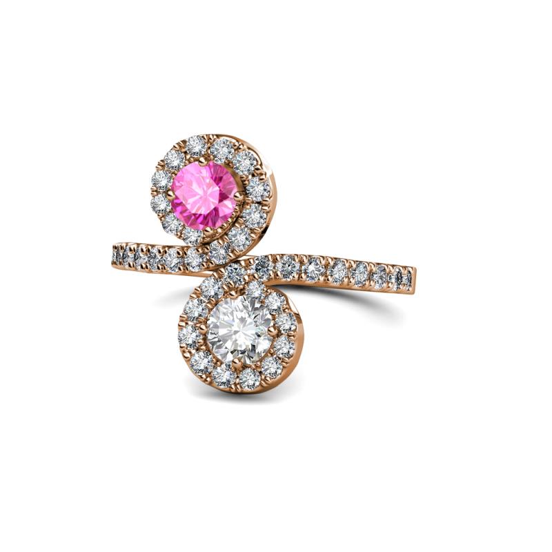 Raene Pink Sapphire and Diamond with Side Diamonds Bypass Ring 