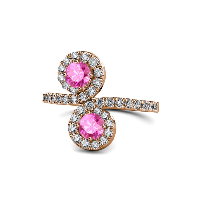 Raene Pink Sapphire with Side Diamonds Bypass Ring 