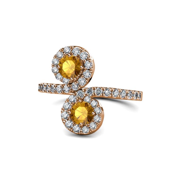 Raene Citrine with Side Diamonds Bypass Ring 