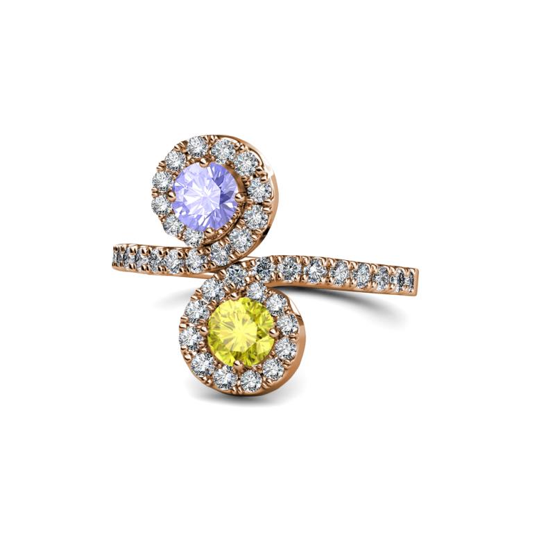 Kevia Tanzanite and Yellow Diamond with Side Diamonds Bypass Ring 