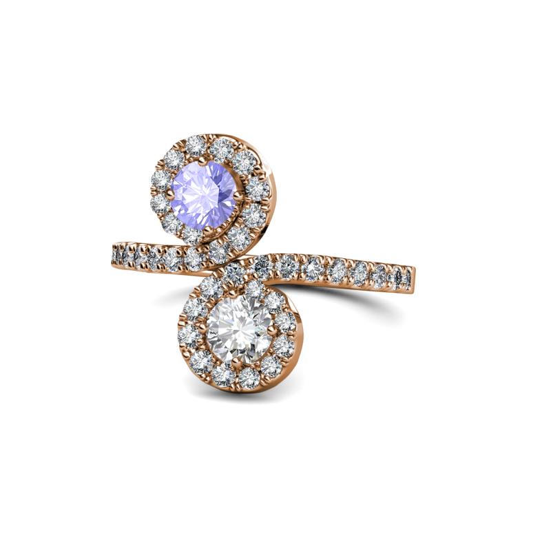 Kevia Tanzanite and Diamond with Side Diamonds Bypass Ring 
