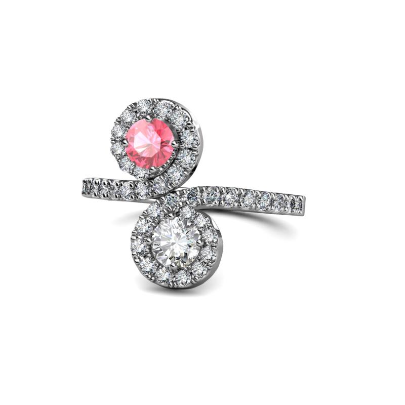 Raene Pink Tourmaline and Diamond with Side Diamonds Bypass Ring 