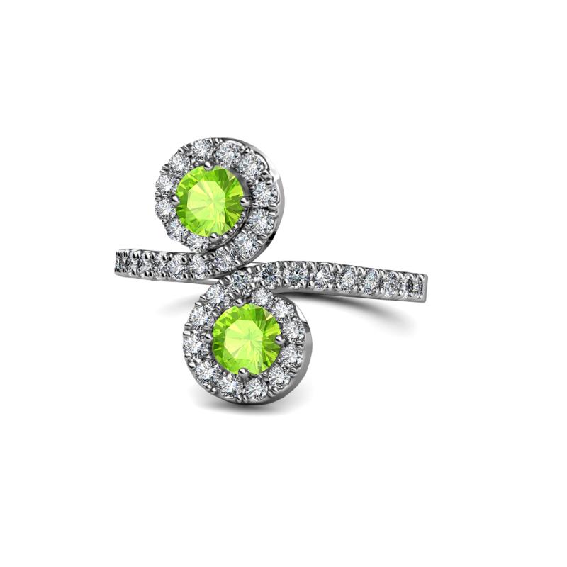 Kevia Peridot with Side Diamonds Bypass Ring 