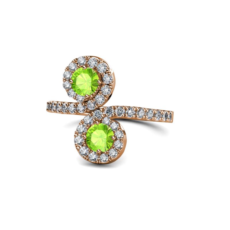 Kevia Peridot with Side Diamonds Bypass Ring 