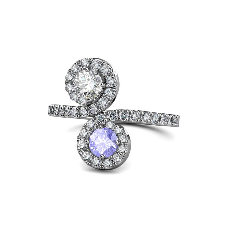 Kevia Diamond and Tanzanite with Side Diamonds Bypass Ring 