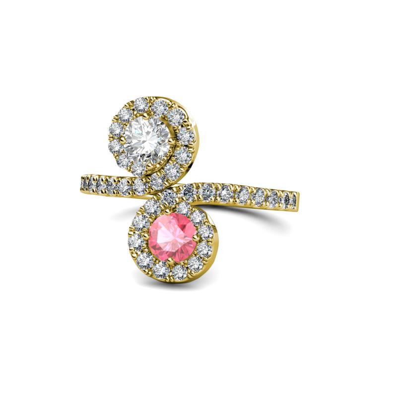 Kevia Diamond and Pink Tourmaline with Side Diamonds Bypass Ring 