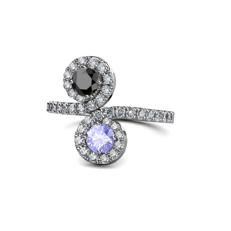 Raene Black Diamond and Tanzanite with Side Diamonds Bypass Ring 