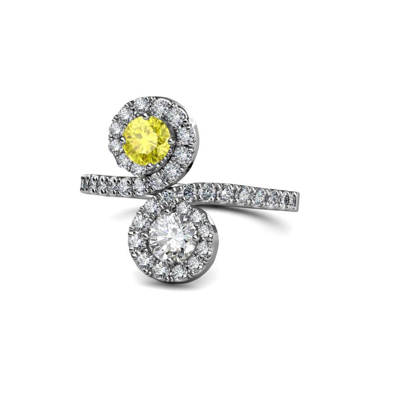 Raene Yellow and White @Stone2 with Side Diamonds Bypass Ring 