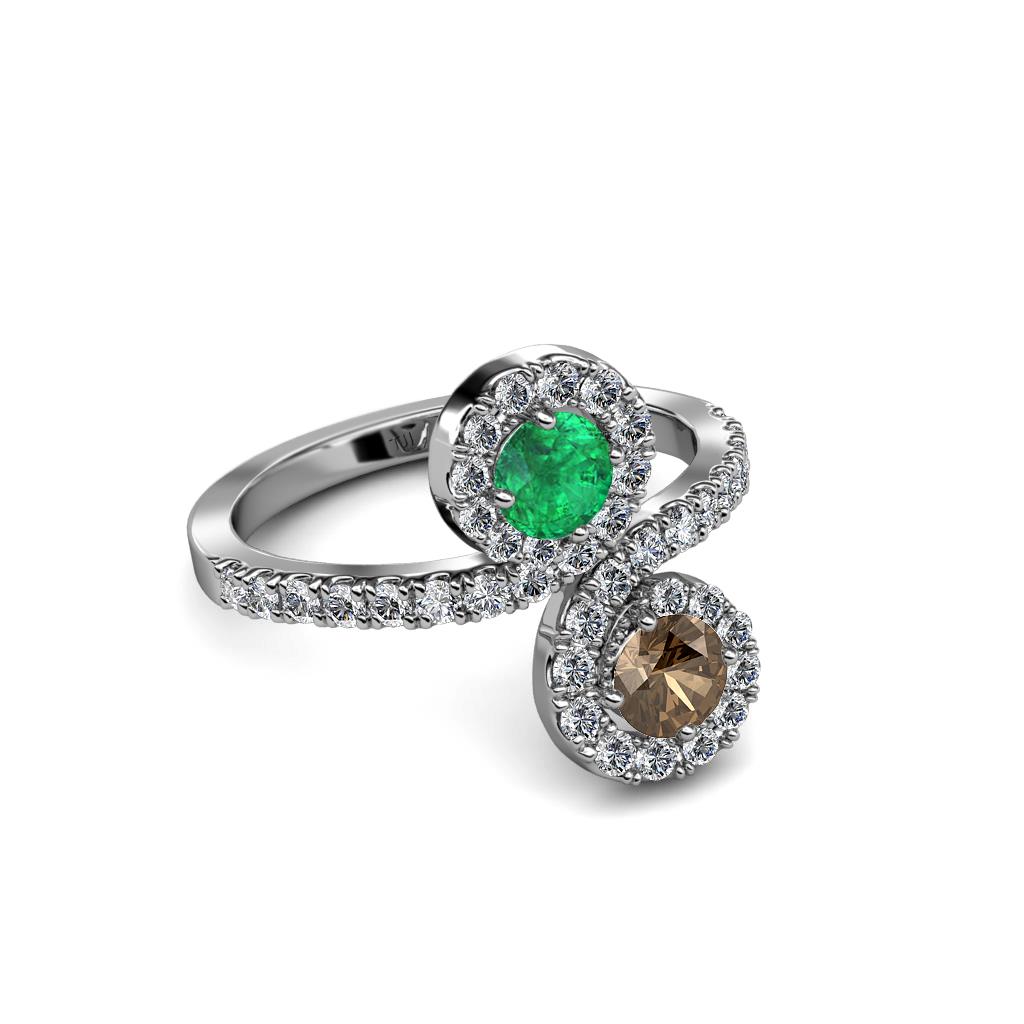 Raene @Stone1 and @Stone2 with Side Diamonds Bypass Ring 