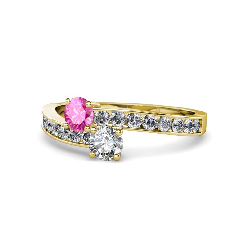 Olena Pink Sapphire and Diamond with Side Diamonds Bypass Ring 