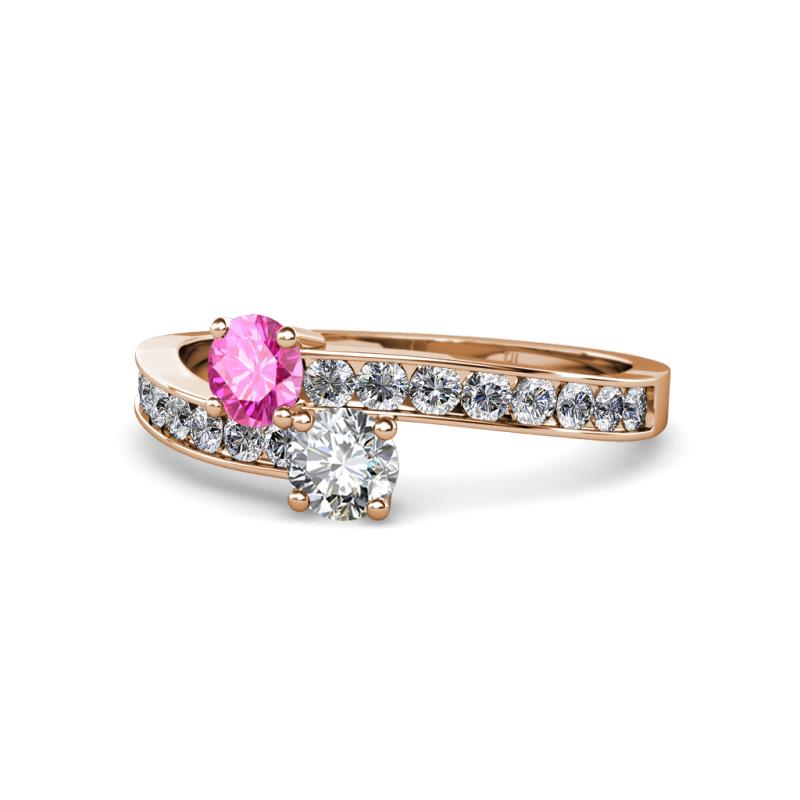 Olena Pink Sapphire and Diamond with Side Diamonds Bypass Ring 