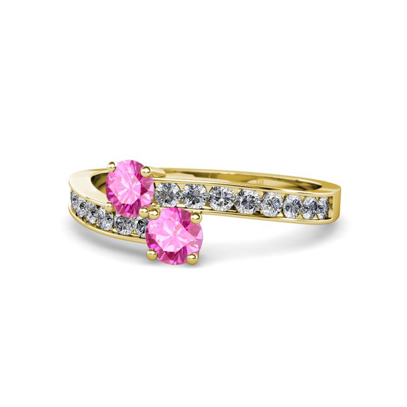 Olena Pink Sapphire with Side Diamonds Bypass Ring 