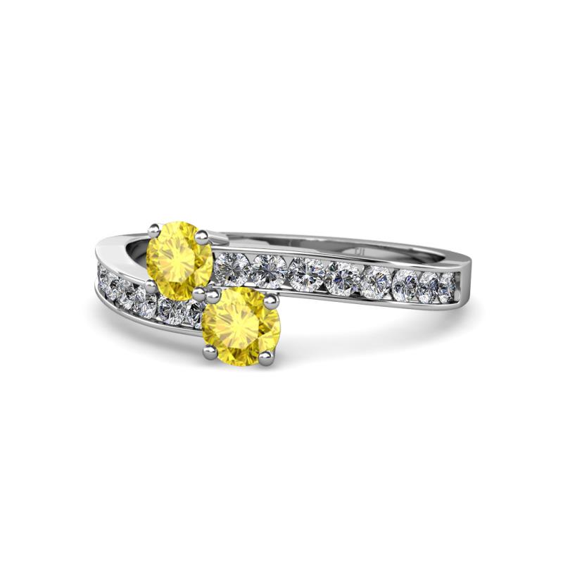 Olena Yellow Sapphire with Side Diamonds Bypass Ring 