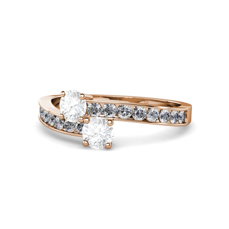 Olena White Sapphire with Side Diamonds Bypass Ring 
